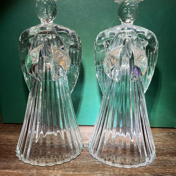 Set Of 2 -24% Lead CRYSTAL ANGEL CANDLE HOLDERS. The American Crystal Collection - Picture 10 of 11